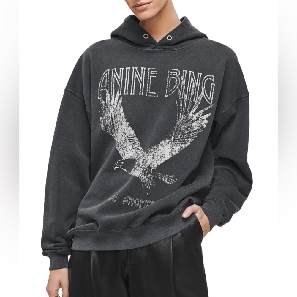 Anine Bing Black Graphic Hoodie